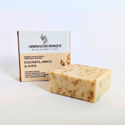 Sabonete facial natural de arroz, aveia e dolomita em barra